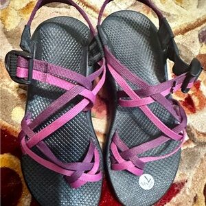 Women's Strappy Sandals - Black and Purple